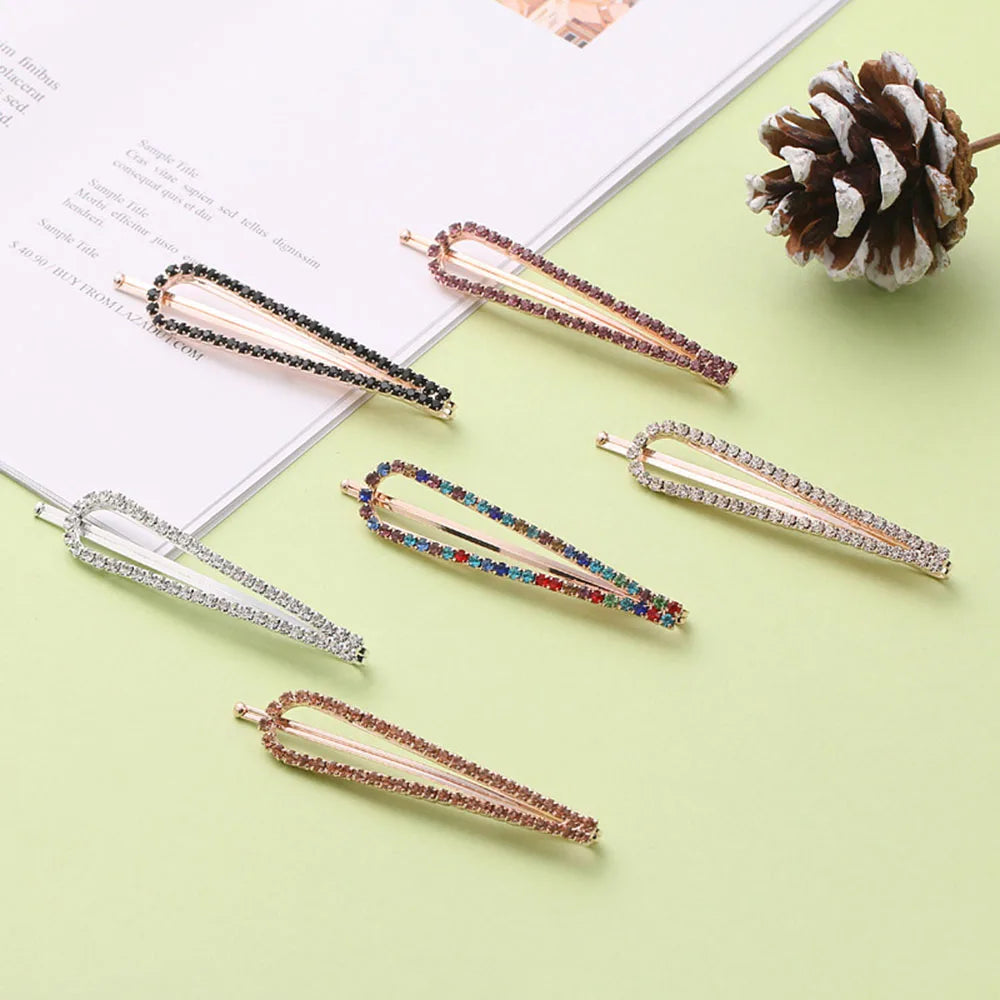 Crystal Rhinestone Hair Clips – Elegant Alloy Barrettes | 6 Colours