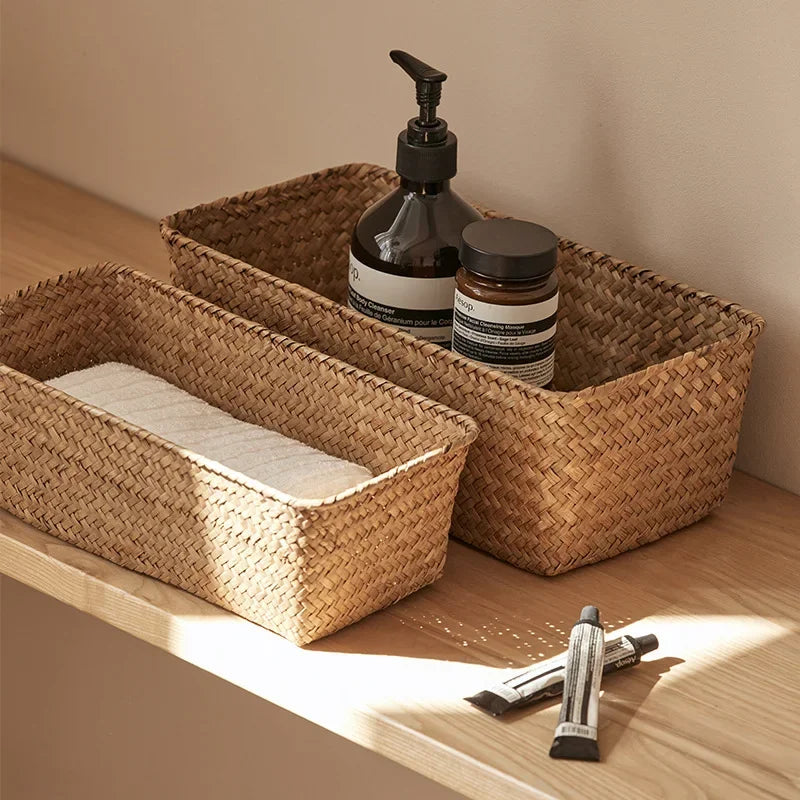 Bathroom Storage Basket – Woven Grass Home Organizer