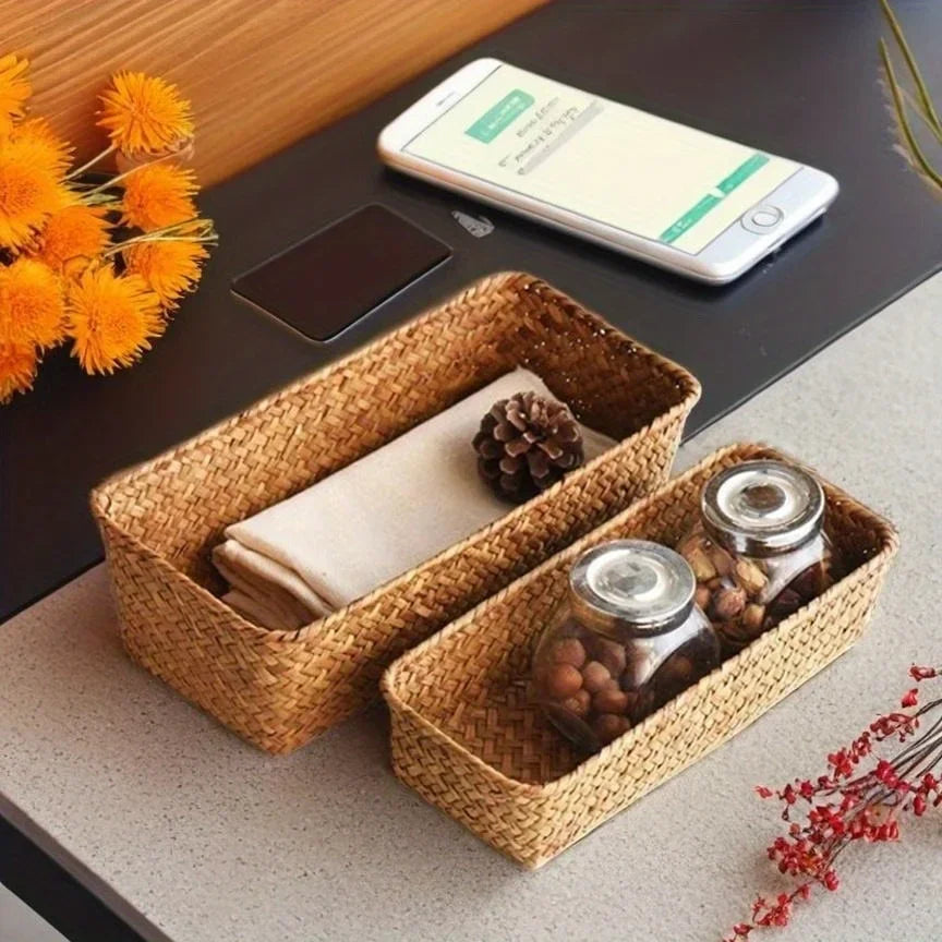 Bathroom Storage Basket – Woven Grass Home Organizer