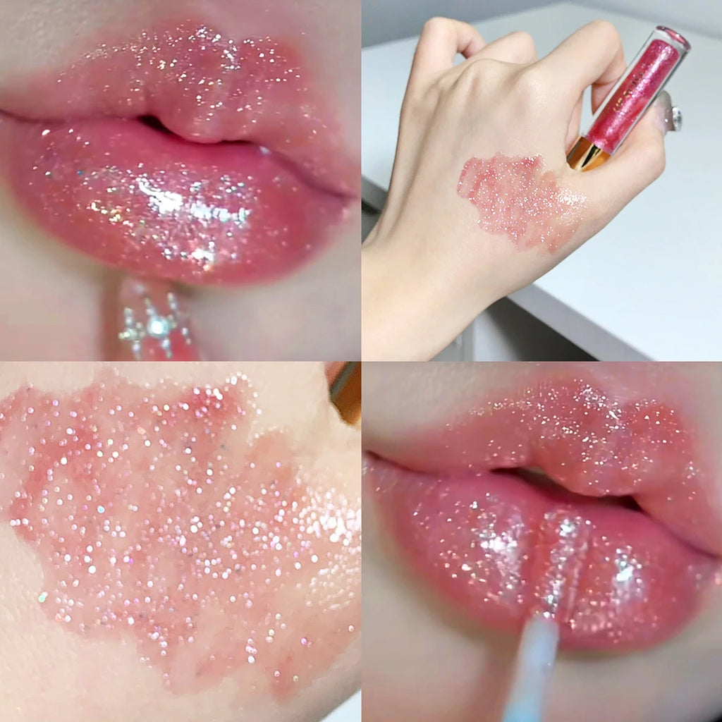 Moisturizing Plump Sparkling Lip Gloss – Water-Glossy Mirror Lip Glaze | 5 Shades