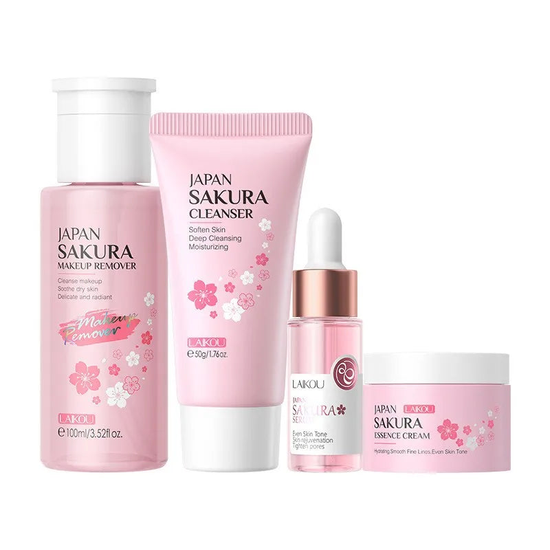 Korean Sakura Skincare Set – Hydration, Cleansing & Sun Protection