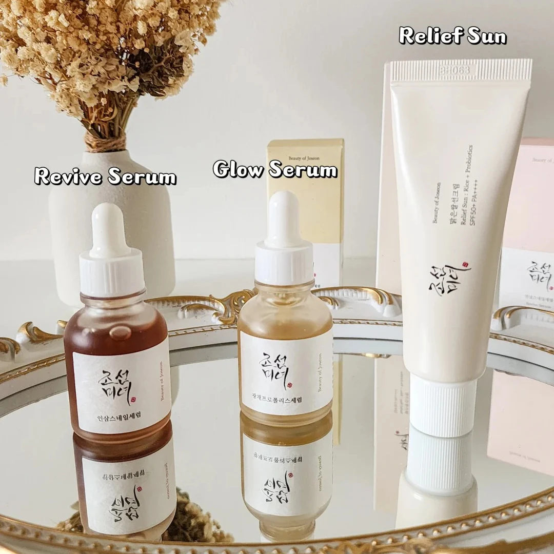 Korean Refreshing Skincare Set – Toner, Cream, Serum & Sunscreen