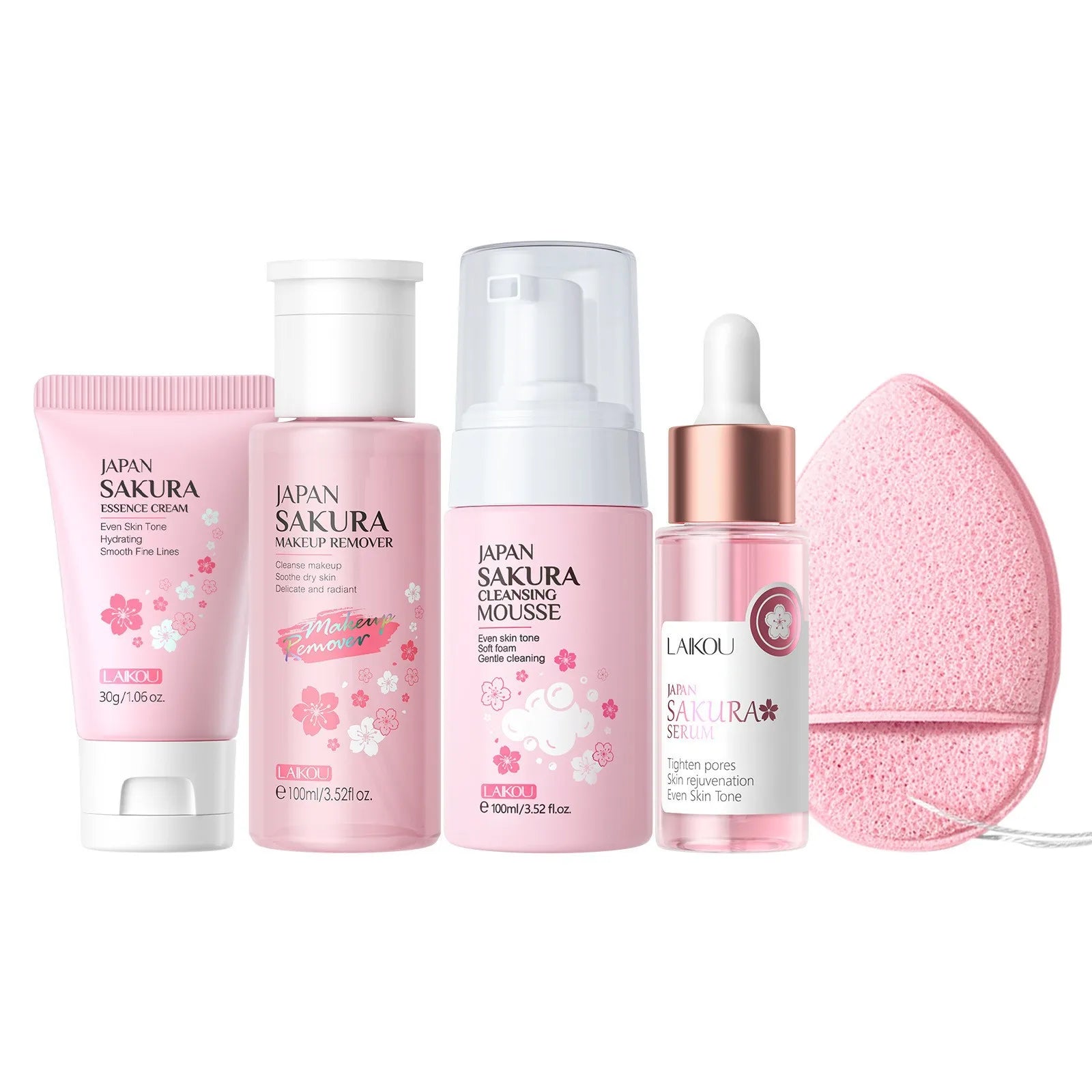Korean Sakura Skincare Set – Hydration, Cleansing & Sun Protection