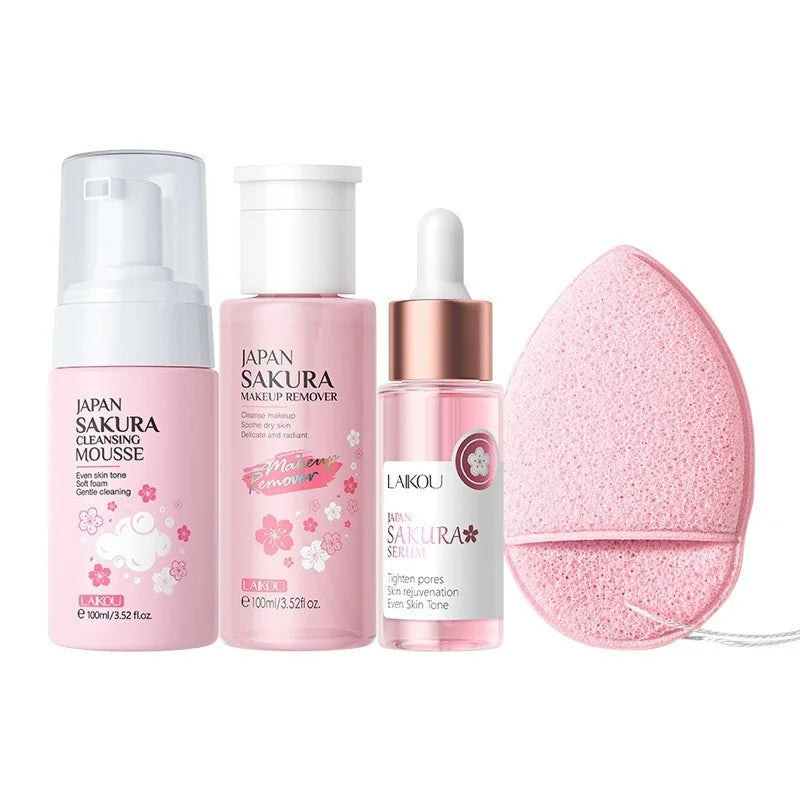 Korean Sakura Skincare Set – Hydration, Cleansing & Sun Protection
