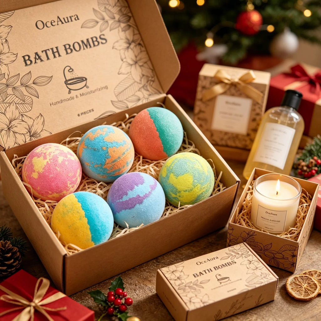 OceAura Handmade Bath Salt Set – Lily, Rose & Rosemary (6pc)