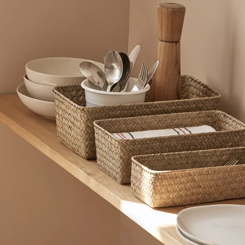 Bathroom Storage Basket – Woven Grass Home Organizer