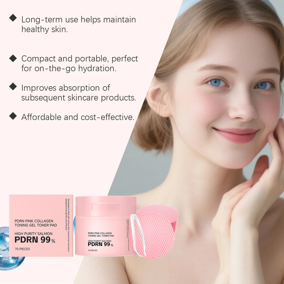 PDRN Pink Collagen Toner Pads – Hydrating Daily Care