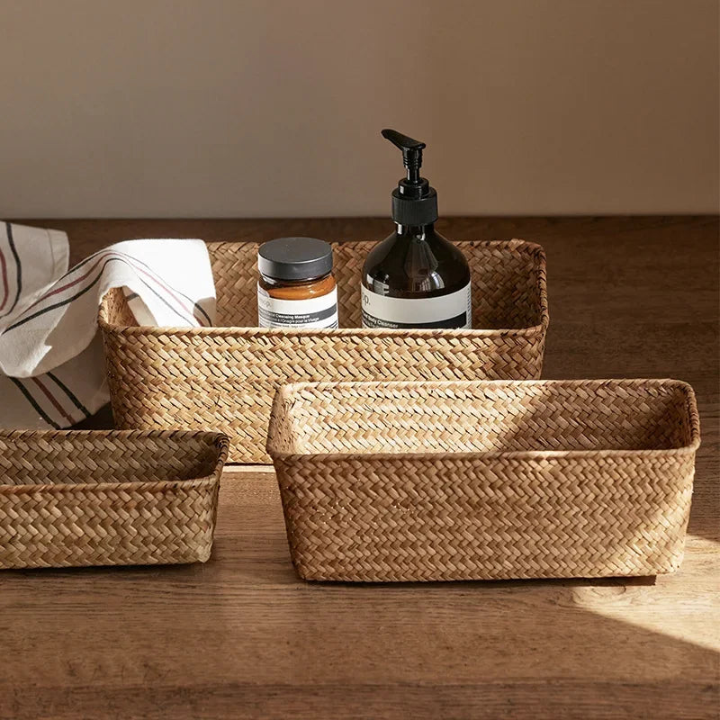 Bathroom Storage Basket – Woven Grass Home Organizer