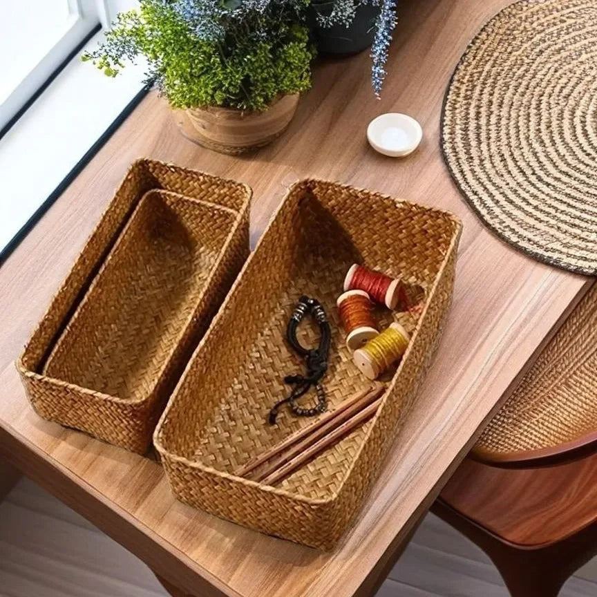 Bathroom Storage Basket – Woven Grass Home Organizer
