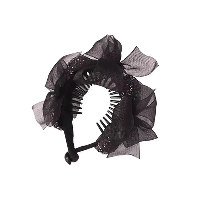 Rhinestone Flower Hair Claw Clip – Elegant Ponytail Accessory