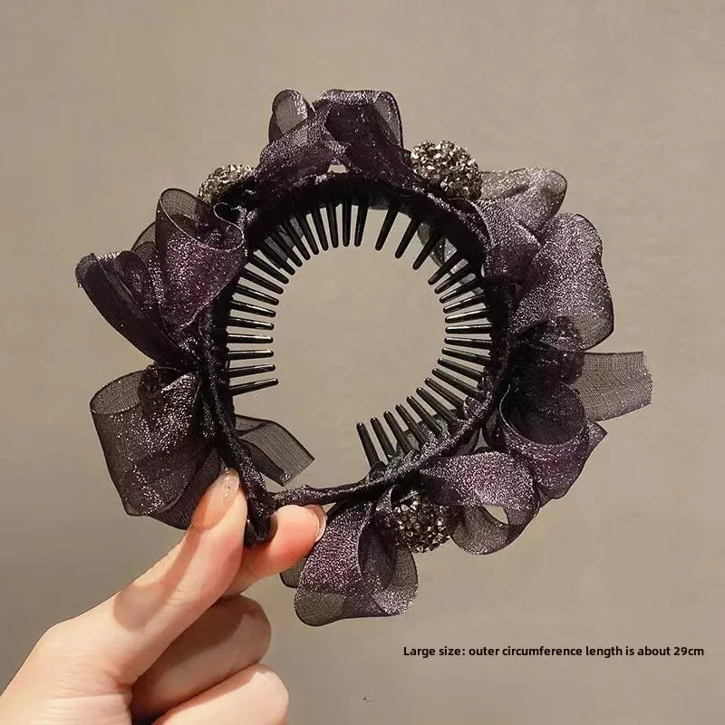 Rhinestone Flower Hair Claw Clip – Elegant Ponytail Accessory