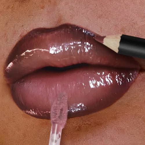 3PCS Glossy Lip Set – Shimmer Lip Gloss + Lip Oil + Lip Liner